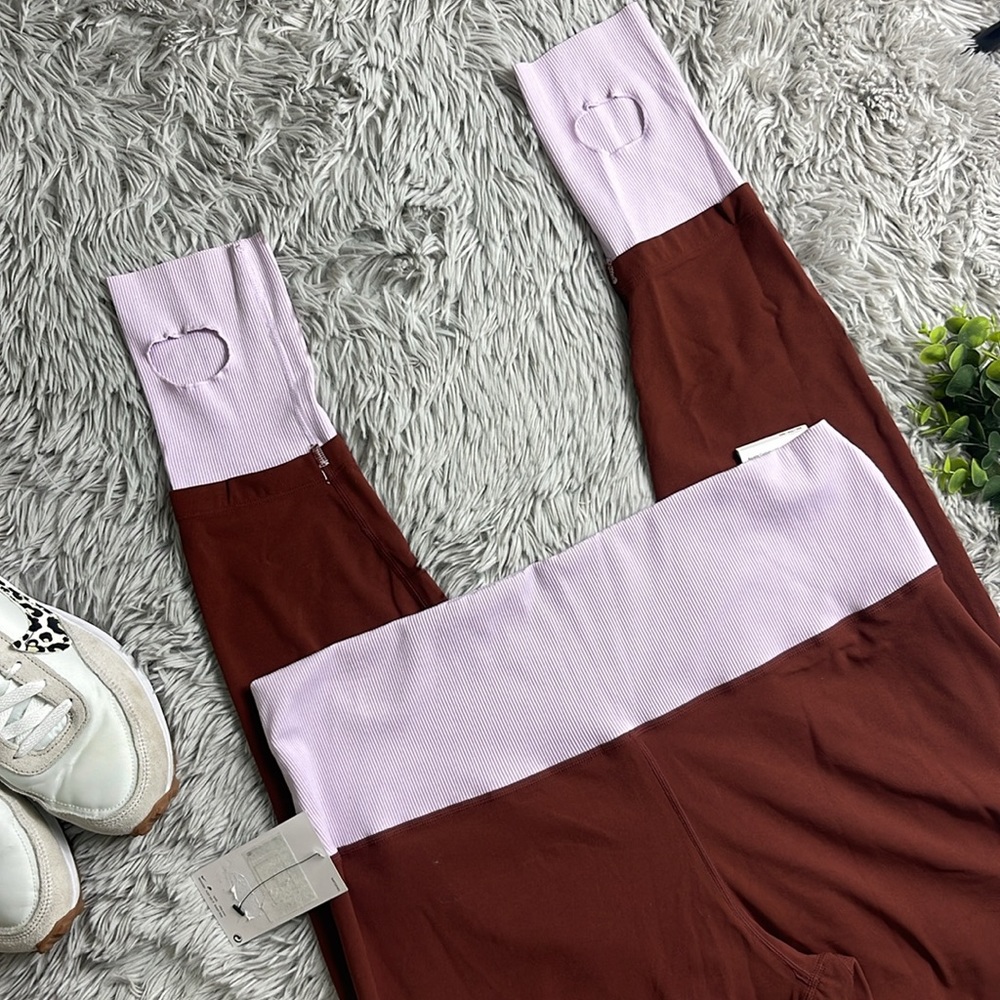 NWT Nike Yoga Dri-FIT Infinalon Luxe Leggings oxen brown doll/grey fog size xxl - Picture 3 of 7